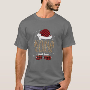 Womens Funny Nana Claus Santa Hat Leopard Christma T-Shirt