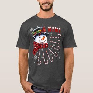 Womens Funny Nini Christmas Snowman with Candy Can T-Shirt