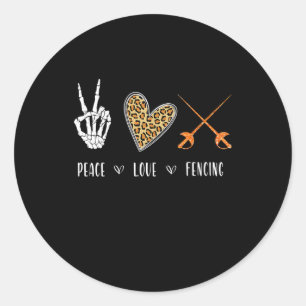 Womens Funny Peace Love Fencing Apparel Gift For Classic Round Sticker