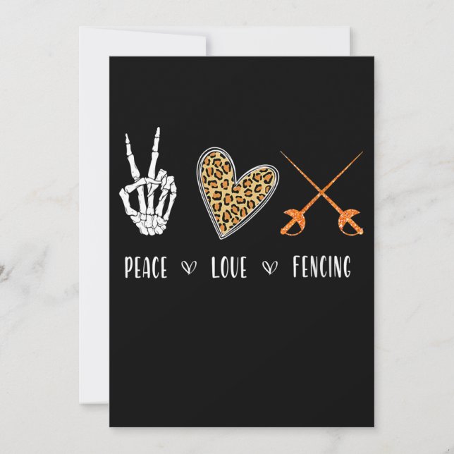 Womens Funny Peace Love Fencing Apparel Gift For Holiday Card (Front)
