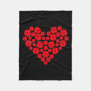 Womens Funny Pickleball Love Heart Shape Valentine Fleece Blanket