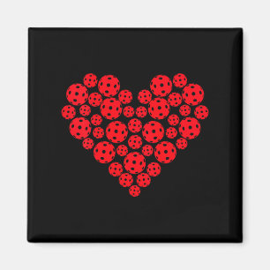 Womens Funny Pickleball Love Heart Shape Valentine Magnet