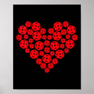 Womens Funny Pickleball Love Heart Shape Valentine Poster