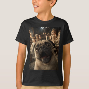 Womens Funny Pug Selfie With Creepy Dolls Spooky T-Shirt