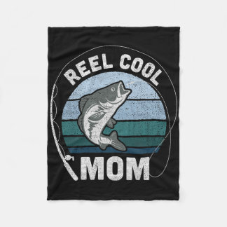 Womens Funny Reel Cool Mum Fishing Mothers Day  Fleece Blanket