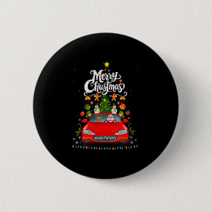 Womens Funny Santa Driving Wagon Red Truck Christm 6 Cm Round Badge