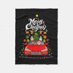 Womens Funny Santa Driving Wagon Red Truck Christm Fleece Blanket