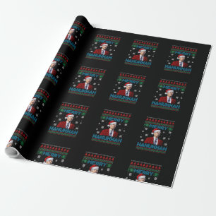 Womens Funny Santa Joe Biden Merry Hanukkah Ugly C Wrapping Paper
