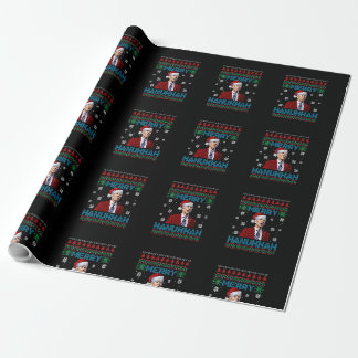 Womens Funny Santa Joe Biden Merry Hanukkah Ugly C Wrapping Paper