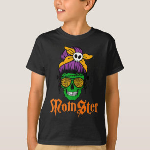 Womens Funny Scary Momster Mum-ster Monster Skull  T-Shirt