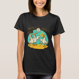 Womens Funny Seagulls Volleyball Beach Cartoon T-Shirt