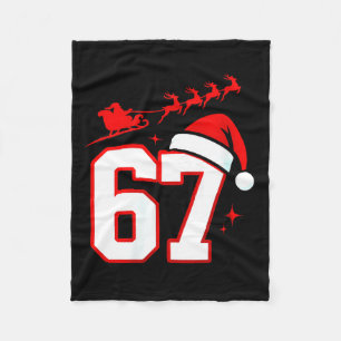 Womens Funny Six Seven 67 Meme 6 7 Elf Santa Chris Fleece Blanket