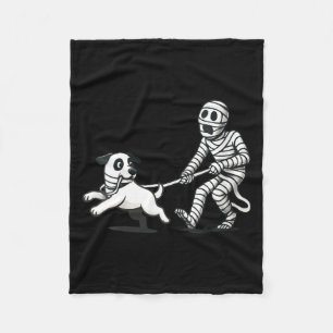 Womens Funny Skeleton Chasing Dog Funny Skeleton Fleece Blanket