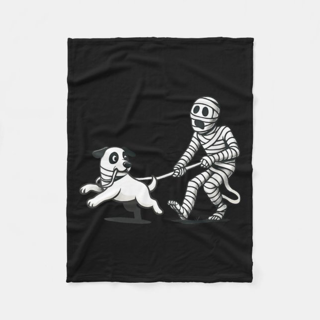 Womens Funny Skeleton Chasing Dog Funny Skeleton Fleece Blanket (Front)