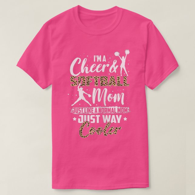 Womens Funny Softball Cheer Mum Leopard Pattern Mo T-Shirt (Design Front)