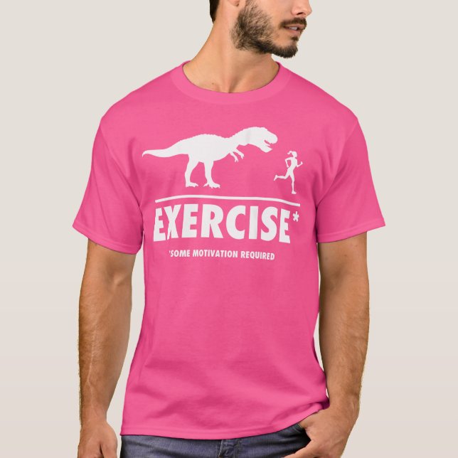 Womens Funny T Rex Exercise Motivation Required 	  T-Shirt (Front)