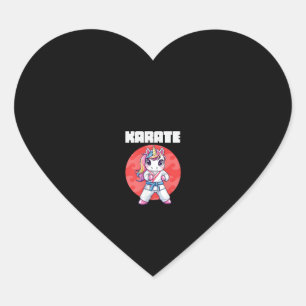 Womens Funny Unicorn Karate Girl Karate Martial Ar Heart Sticker