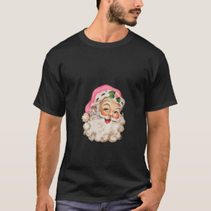 Womens Funny Vintage Pink Santa Claus Pink Christm T-Shirt