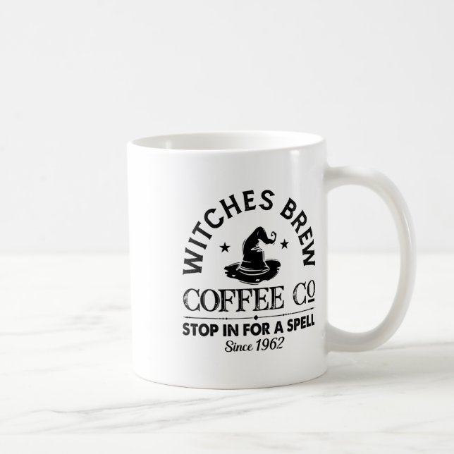 Womens Funny Witch Hat Witches Brew Coffee Hallowe Mug (Right)