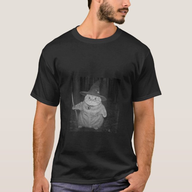Womens Funny Wizard Cat Meme witch Halloween Kitty T-Shirt (Front)