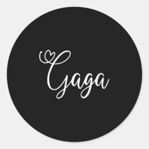 Womens Gaga Cute Heart Grandma V-neck  Classic Round Sticker