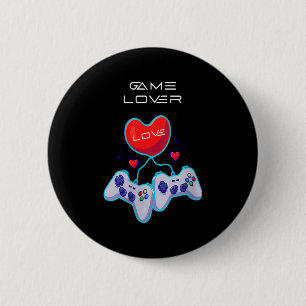Womens Gamer Couple Love Gamepad Heart Humour Them 6 Cm Round Badge