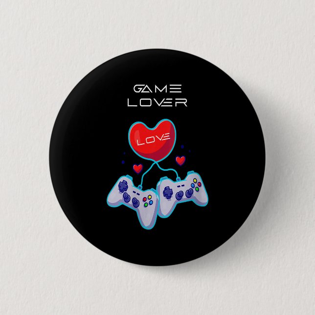 Womens Gamer Couple Love Gamepad Heart Humour Them 6 Cm Round Badge (Front)