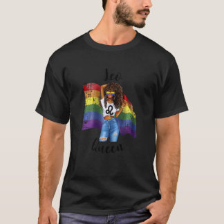 Womens Gay Leo Queen Afro Black Woman July August  T-Shirt