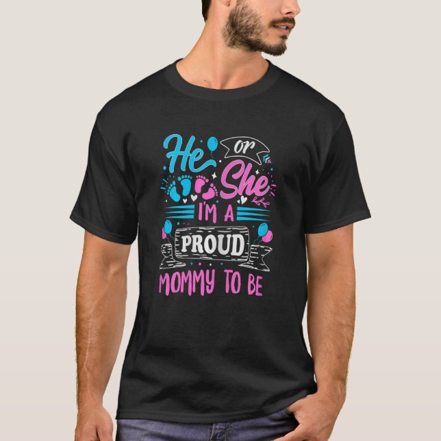 Womens Gender Reveal for a Gender Reveal Mom to be T-Shirt (Front)