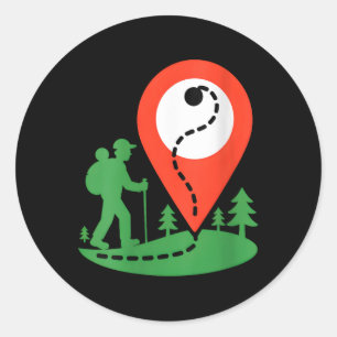 Womens Geocaching Hiking V-neck Classic Round Sticker