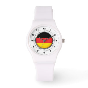 Women's German Flag Sporty White Silicon Watch