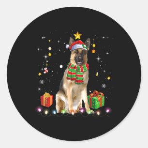 Womens German Shepherd Dog Tree Christmas Sweater  Classic Round Sticker