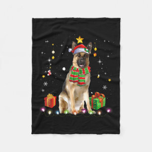 Womens German Shepherd Dog Tree Christmas Sweater Fleece Blanket