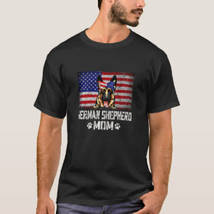 Womens German Shepherd Mum American Flag 4th Of T-Shirt