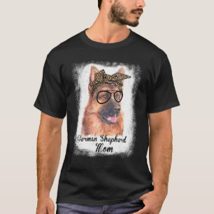 Womens German Shepherd Mum Leopard Bleached Dog Pe T-Shirt