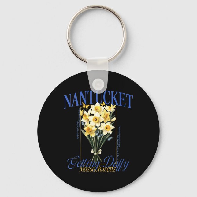Womens Getting Daffy Nantucket Daffodil Flower Key Ring (Front)