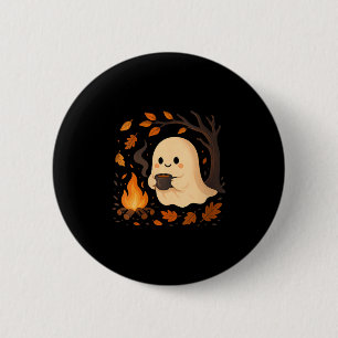 Womens Ghost By Campfire With Mug V-neck  6 Cm Round Badge