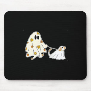 Womens Ghost Dog Dog Lovers Halloween V-Neck Mouse Pad