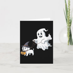 Womens Ghost Walks The Dog Halloween V-Neck Card