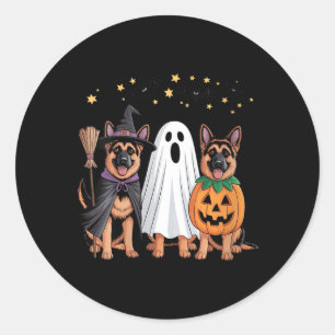Womens Ghost Witch Pumpkin German Shepherd Dog Classic Round Sticker