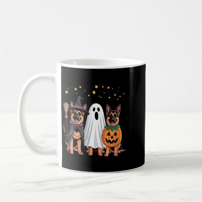 Womens Ghost Witch Pumpkin German Shepherd Dog Coffee Mug (Left)