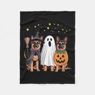 Womens Ghost Witch Pumpkin German Shepherd Dog Fleece Blanket