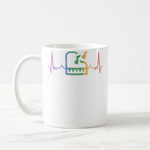 Womens Gift For Piano Players Heartbeat Piano Coffee Mug