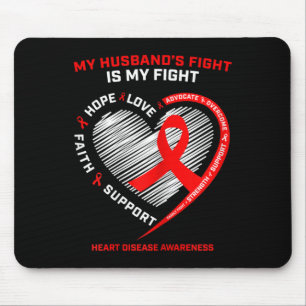 Womens Gifts Clothing Support Husnd Red Heart Dise Mouse Pad