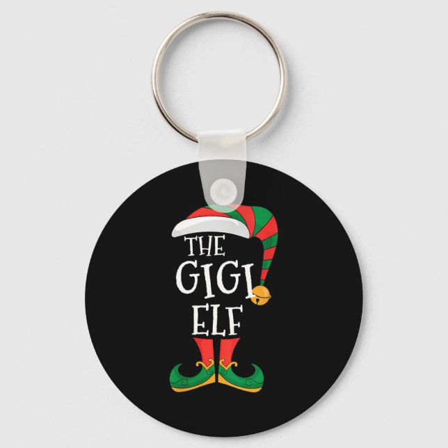 Womens Gigi Elf Xmas Matching Pajamas Group Christ Key Ring (Front)