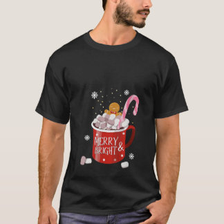 Womens Gingerbread Retro Merry And Bright Christma T-Shirt