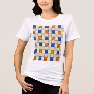 Women's gingham heart pattern Tri-Blend shirt