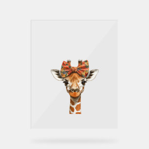 Womens Giraffe Boho Wildflower Coquette Bow Mum Mo Acrylic Sign