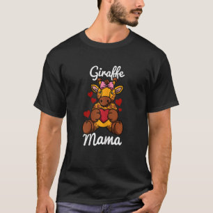 Womens Giraffe Mama Finger Heart Giraffe Animal Wi T-Shirt