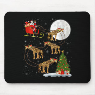 Womens Giraffe Santa Sleigh Flying Funny Magical C Mouse Pad